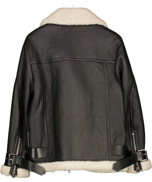 ALLSAINTS Black HAWLEY SHEARLING, size UK M — back