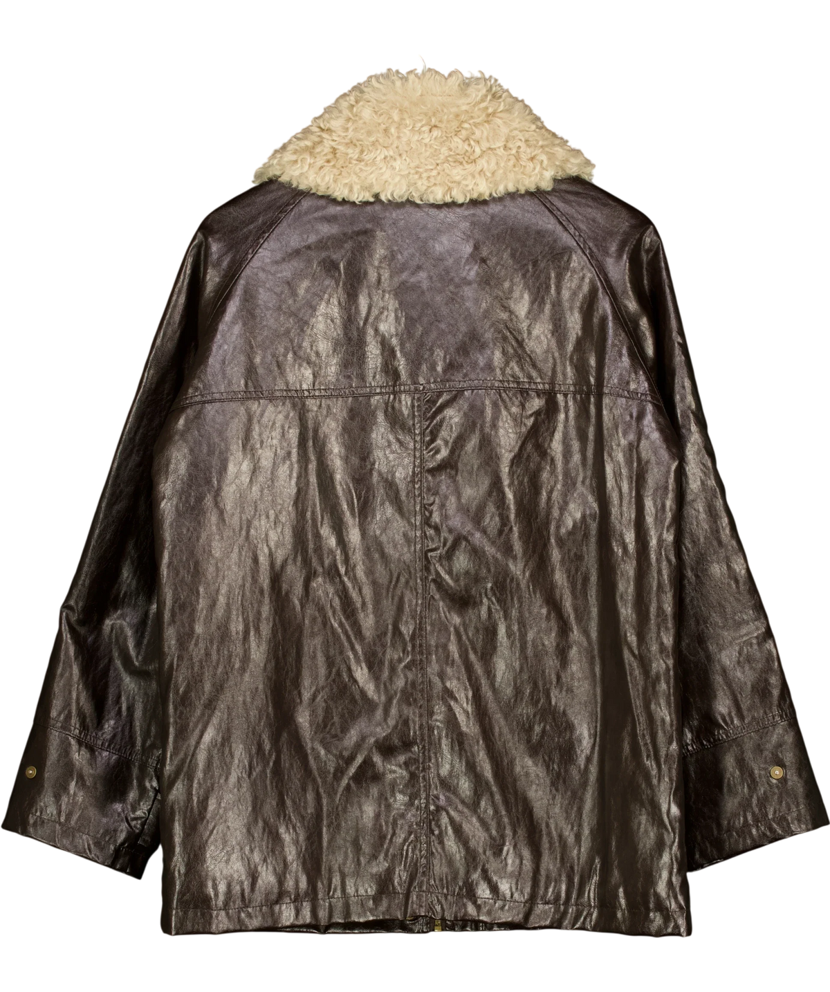 ZARA Brown ZW Collection Faux Fur Collar Jacket, size UK S — back
