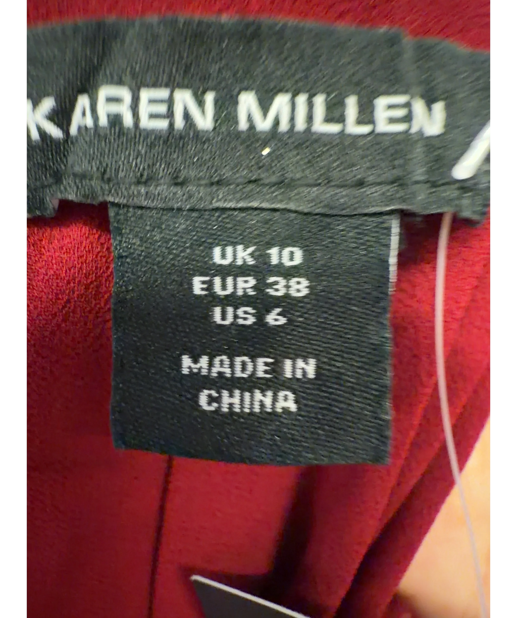 KAREN MILLEN Red embellished maxi slip dress, size UK 10 — care label