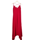 KAREN MILLEN Red embellished maxi slip dress, size UK 10 — front