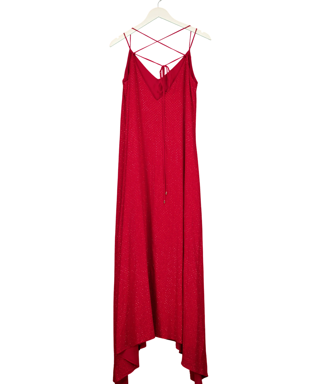 KAREN MILLEN Red embellished maxi slip dress, size UK 10 — back