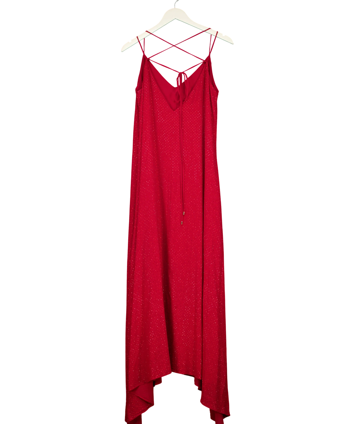 KAREN MILLEN Red embellished maxi slip dress, size UK 10 — back