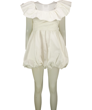 Shona Joy Maiori Off Shoulder Draped Bubble Mini Dress in Ivory UK 12