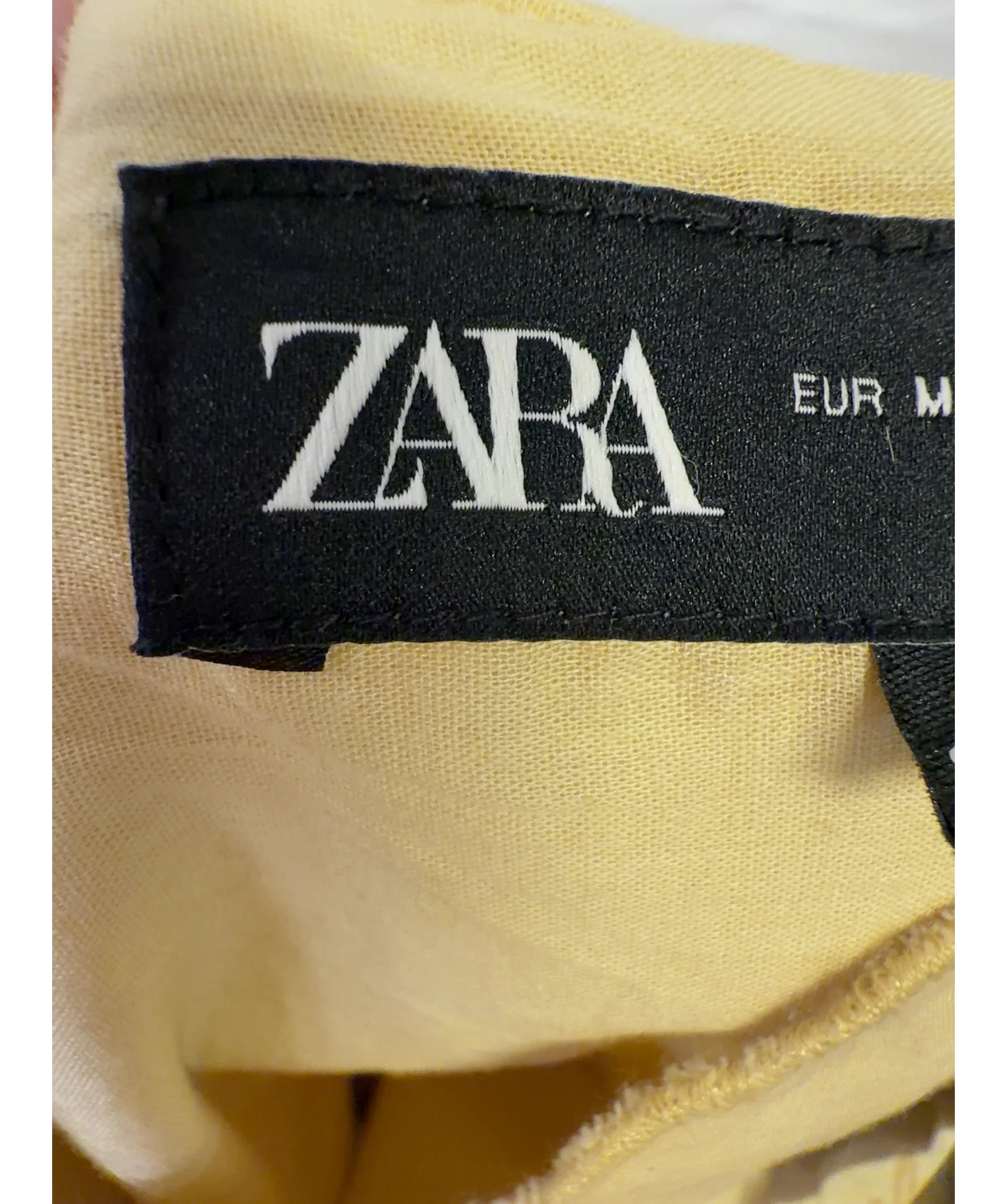 ZARA Yellow Embroidered Poplin Vanilla Mini Dress, size UK M — detail