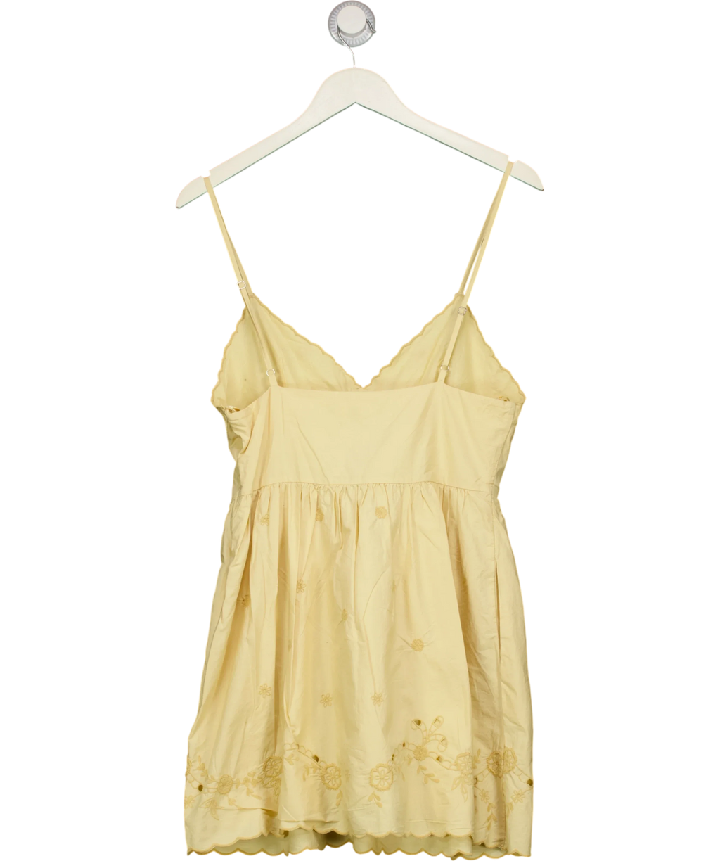 ZARA Yellow Embroidered Poplin Vanilla Mini Dress, size UK M — back