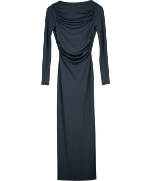 Zara Black Ruched Long Sleeve Midi Dress UK M