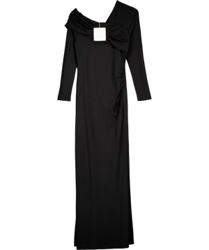 Diane von Furstenberg Dolores Asymmetric Long Sleeve Maxi Dress Black UK M