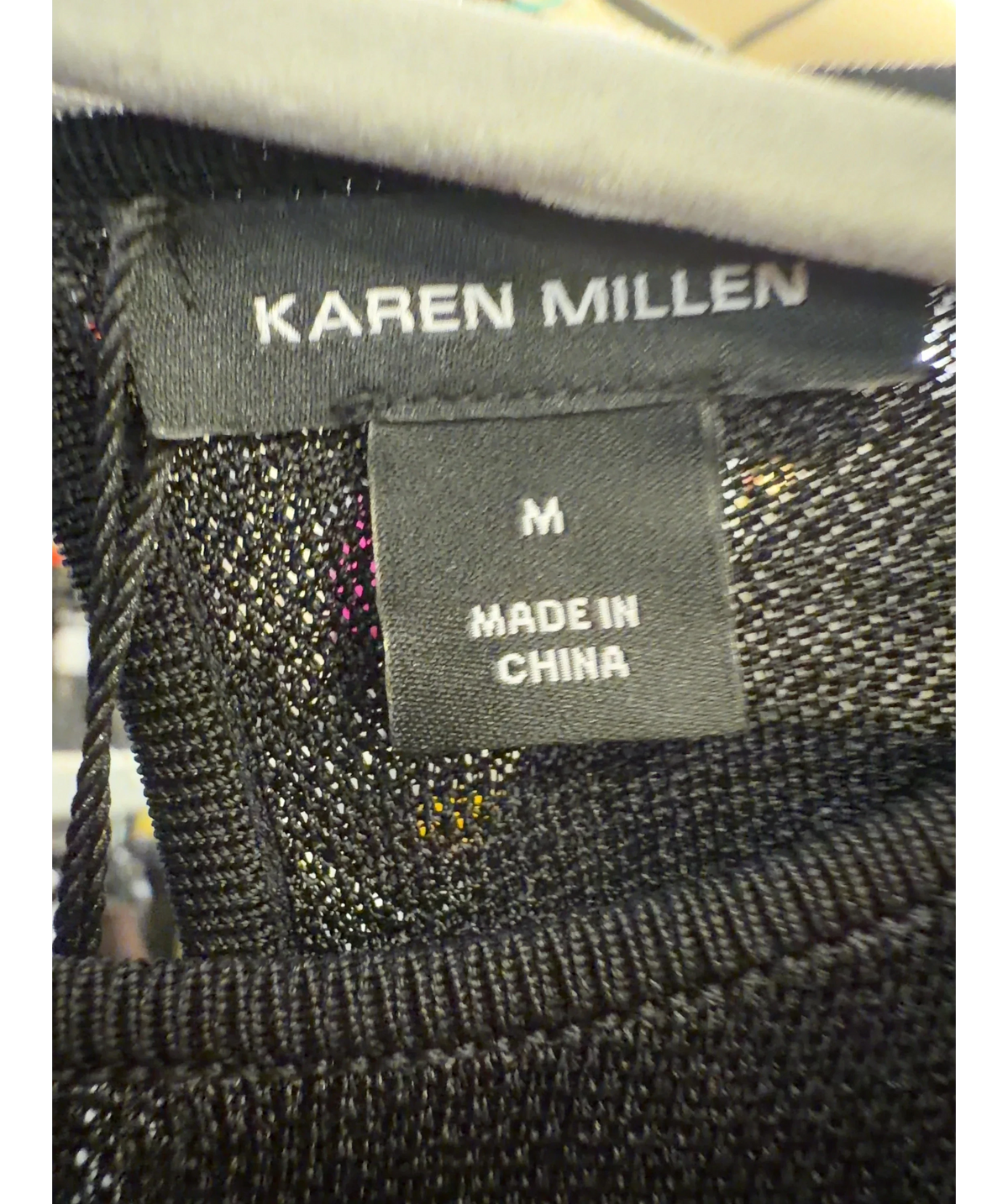 KAREN MILLEN Black Viscose Blend Slinky Sheer Lace Detail Asymmetric Knit Maxi/Midi Dress, size UK M — detail