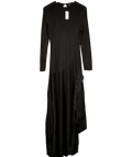 KAREN MILLEN Black Viscose Blend Slinky Sheer Lace Detail Asymmetric Knit Maxi/Midi Dress, size UK M — front