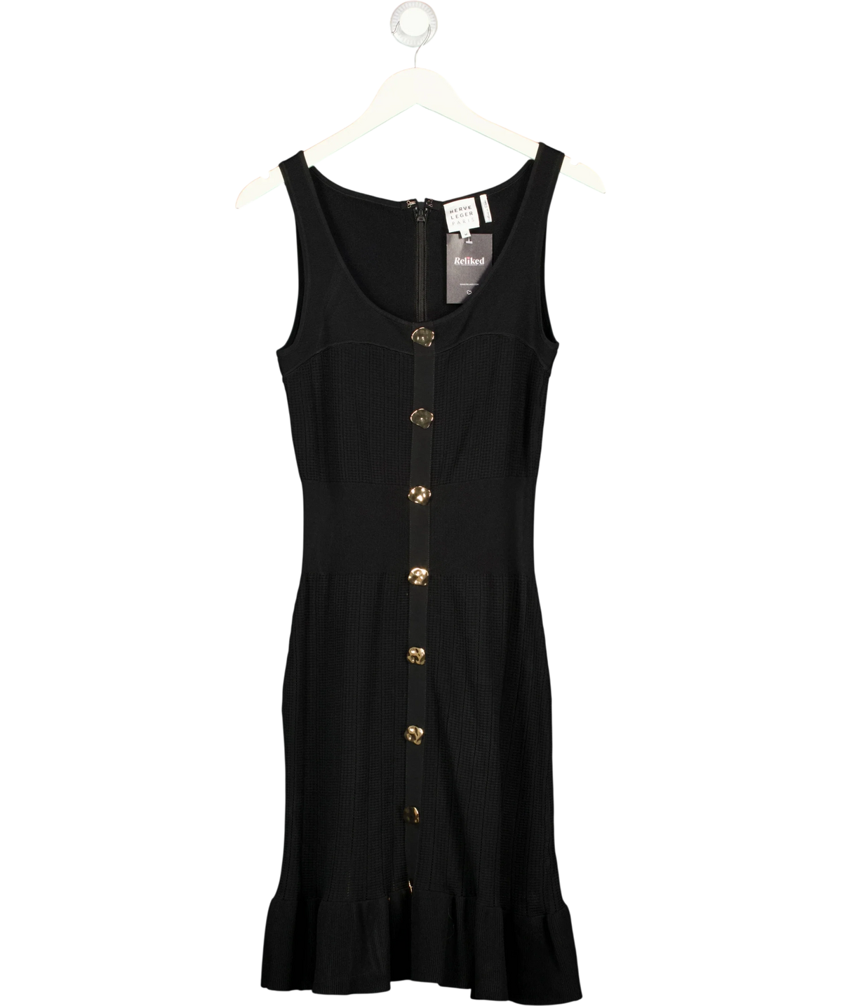 Herve Leger Black The Maggie Dress, size UK M — front