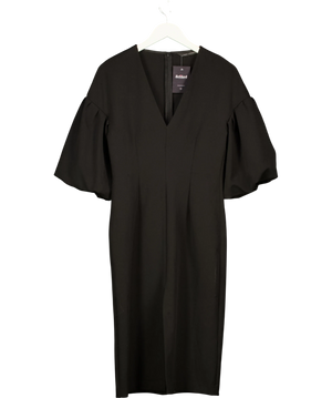 Zara Black V-Neck Puff Sleeve Midi Dress UK M
