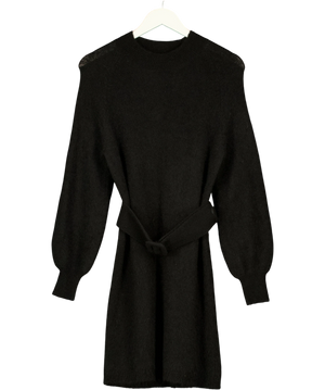 Sézane Black Belted Knit Dress M