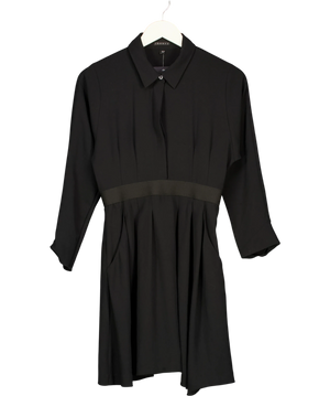 Theory Black Collared Pleated Shirt Dress UK 8