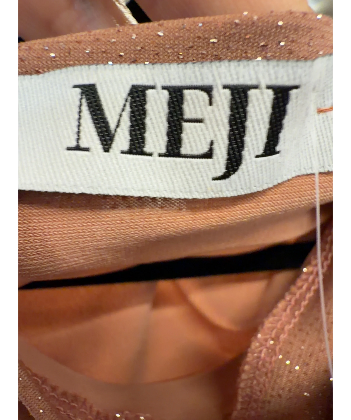 MEJI Nude shimmer midi dress, size UK S — detail