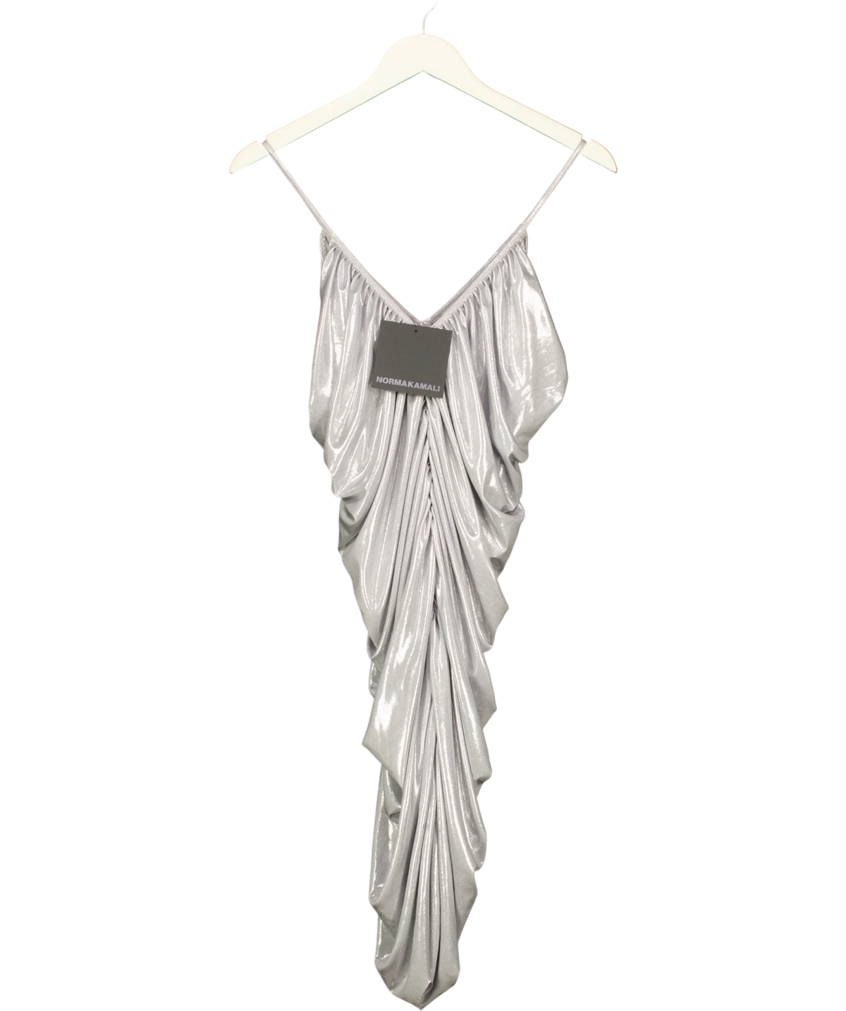 Norma Kamali silver SLIP DIANA MINI DRESS, size UK M — front