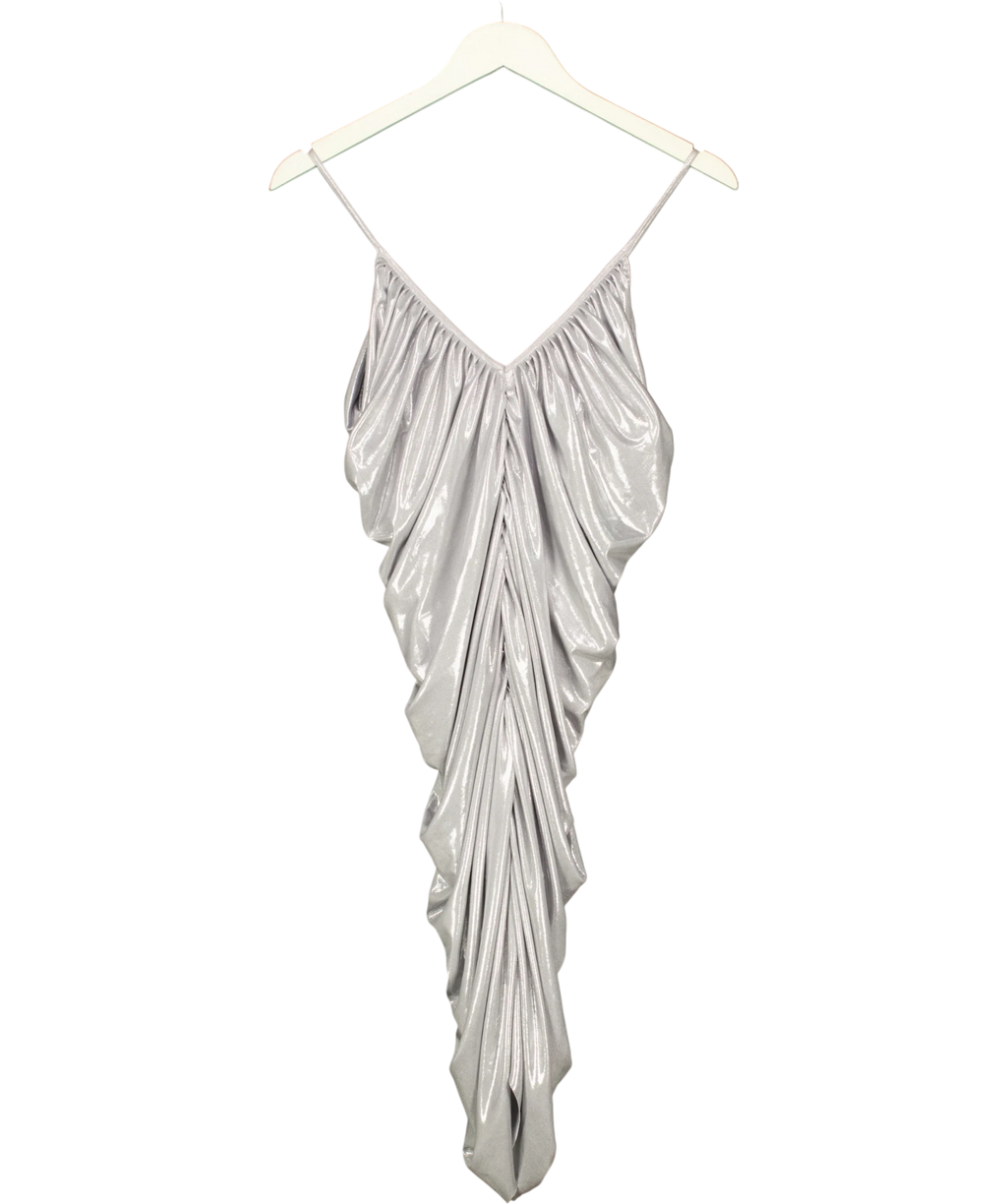 Norma Kamali silver SLIP DIANA MINI DRESS, size UK M — back