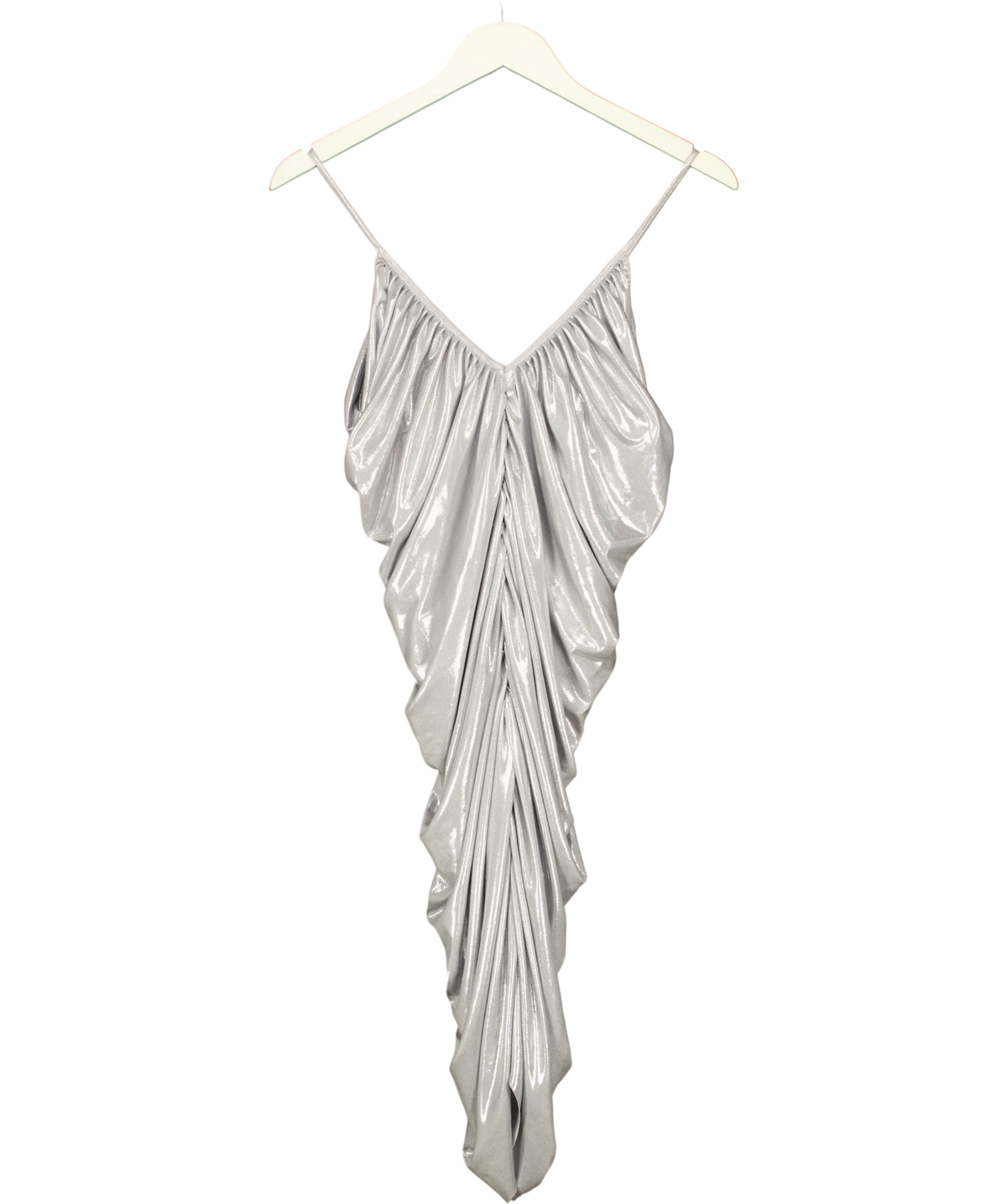 Norma Kamali silver SLIP DIANA MINI DRESS, size UK M — back