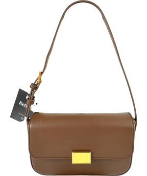 The Curated Brown\ Shoulder Bag with Gold Hardware