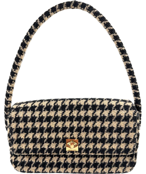 Anine Bing Black / Camel. Nico houndstooth logo-clasp shoulder bag