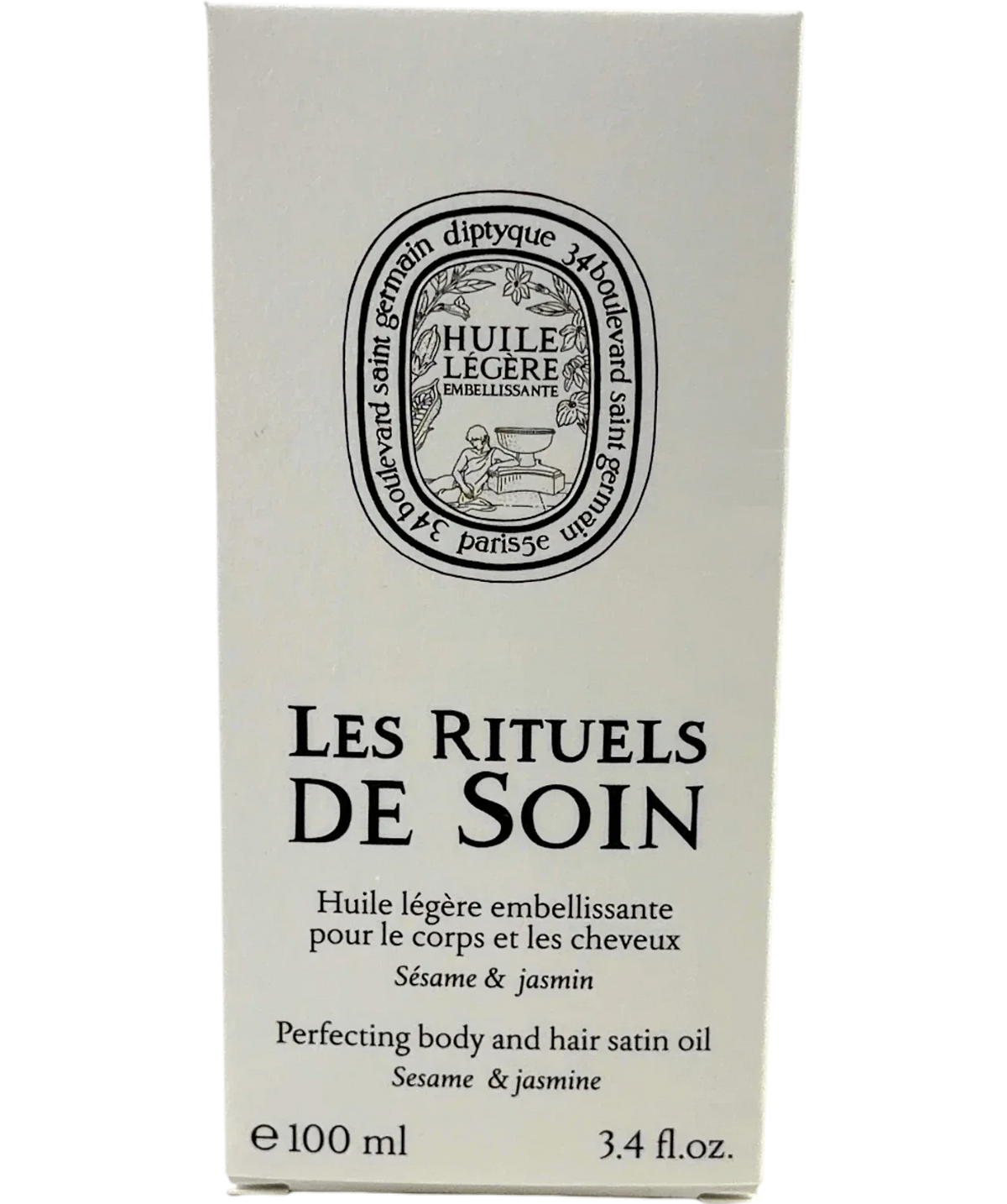 Diptyque Huile légère embellissante pour le corps et les cheveux Sésame & jasmin, size 100ml — front