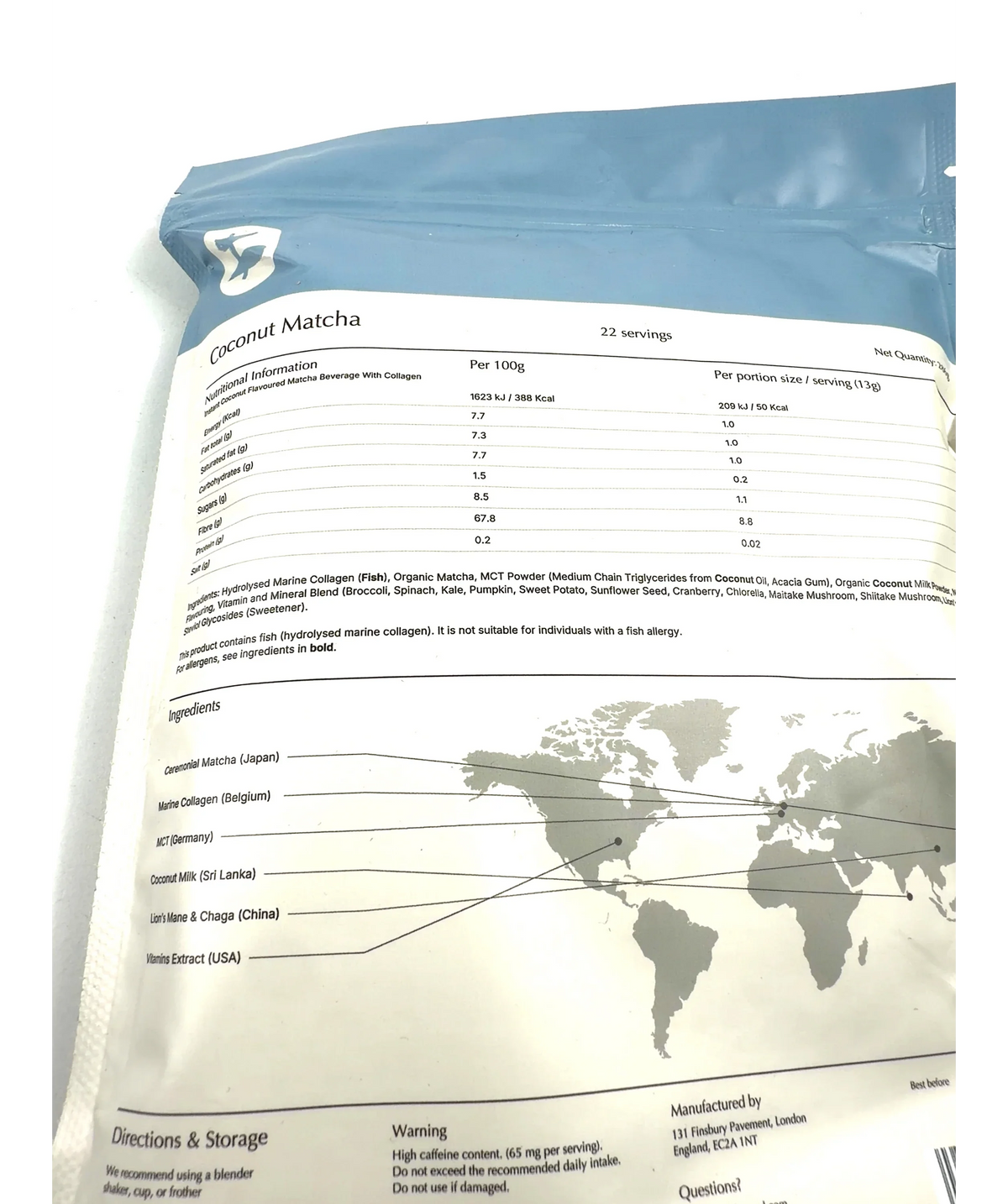 Reformed coconut matcha Coconut Matcha 286g supplement pouch, size 286g — fabric detail