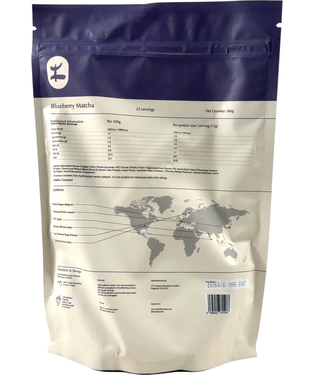 ReFormed blueberry macha Blueberry Matcha, size 286g — back