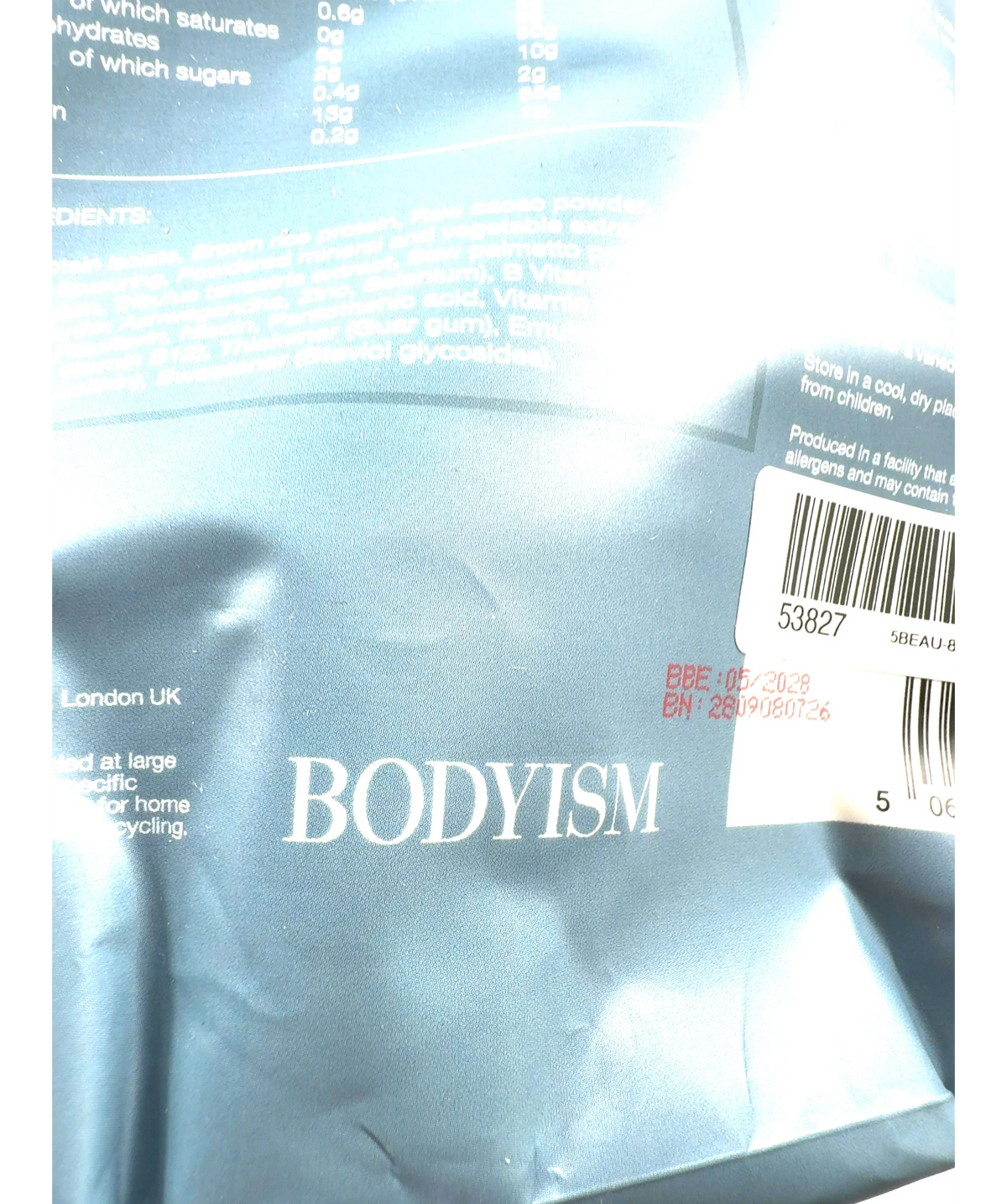 BODYISM Caramel Chocolate OPTIMUM PERFORMANCE, size 500g — label