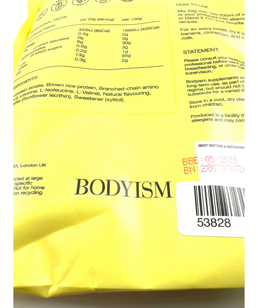 BODYISM FRENCH VANILLA PROTEIN EXCELLENCE, size 500g — label
