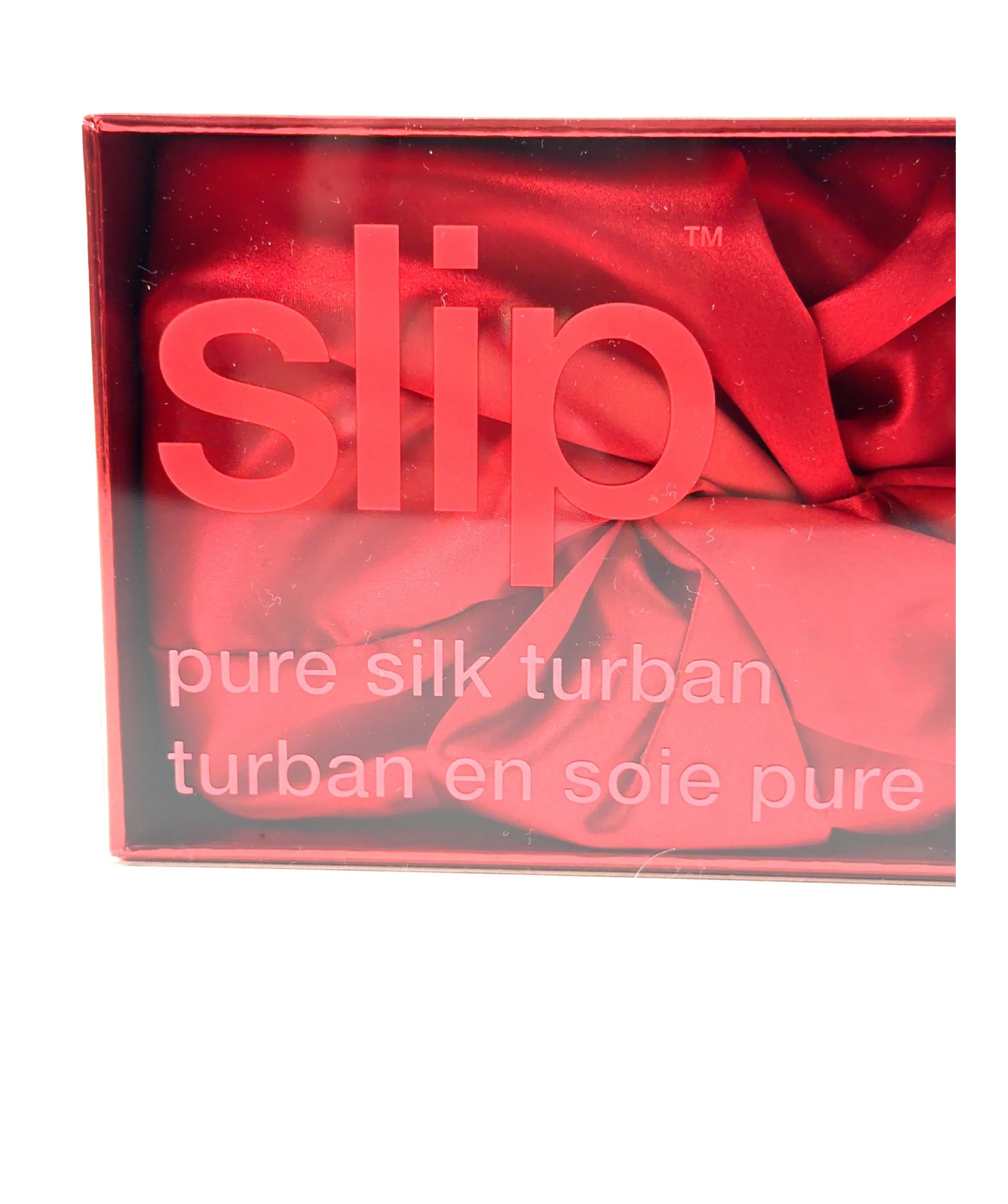 Slip scarlet Pure Silk Turban — label