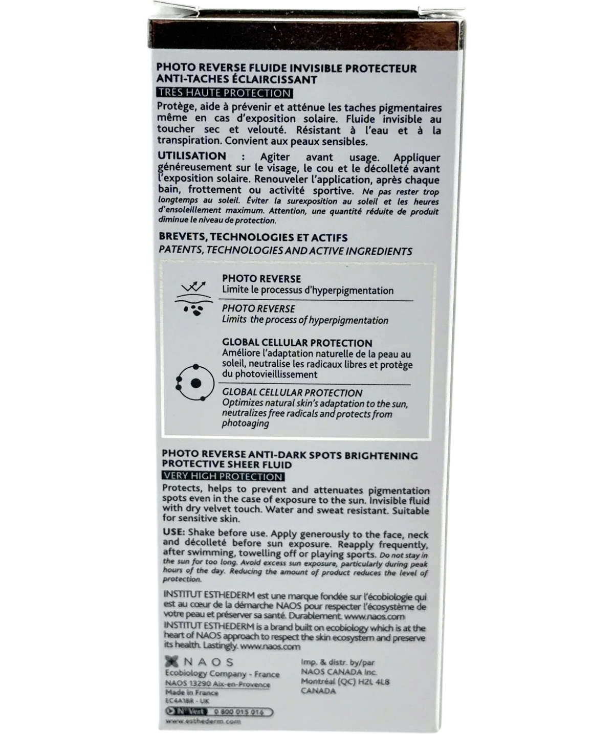 Institut PHOTO REVERSE, size 40ml — back