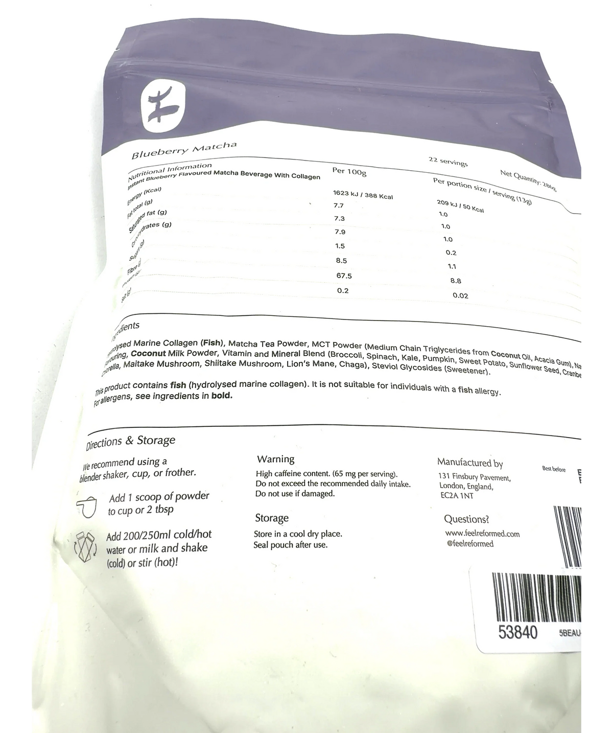 Reformed blueberry matcha Blueberry Matcha, size 286g — fabric detail