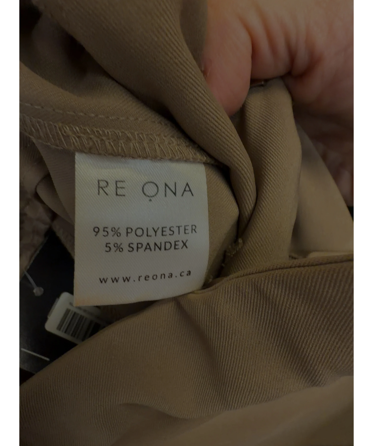 Re Ona camel Beige Pleated Wide Leg Tailored Trousers, size UK XS — label