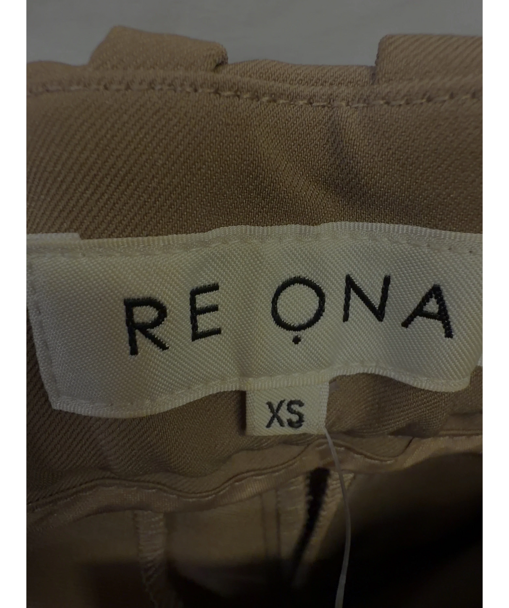 Re Ona camel Beige Pleated Wide Leg Tailored Trousers, size UK XS — care label