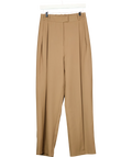 Re Ona camel Beige Pleated Wide Leg Tailored Trousers, size UK XS — front