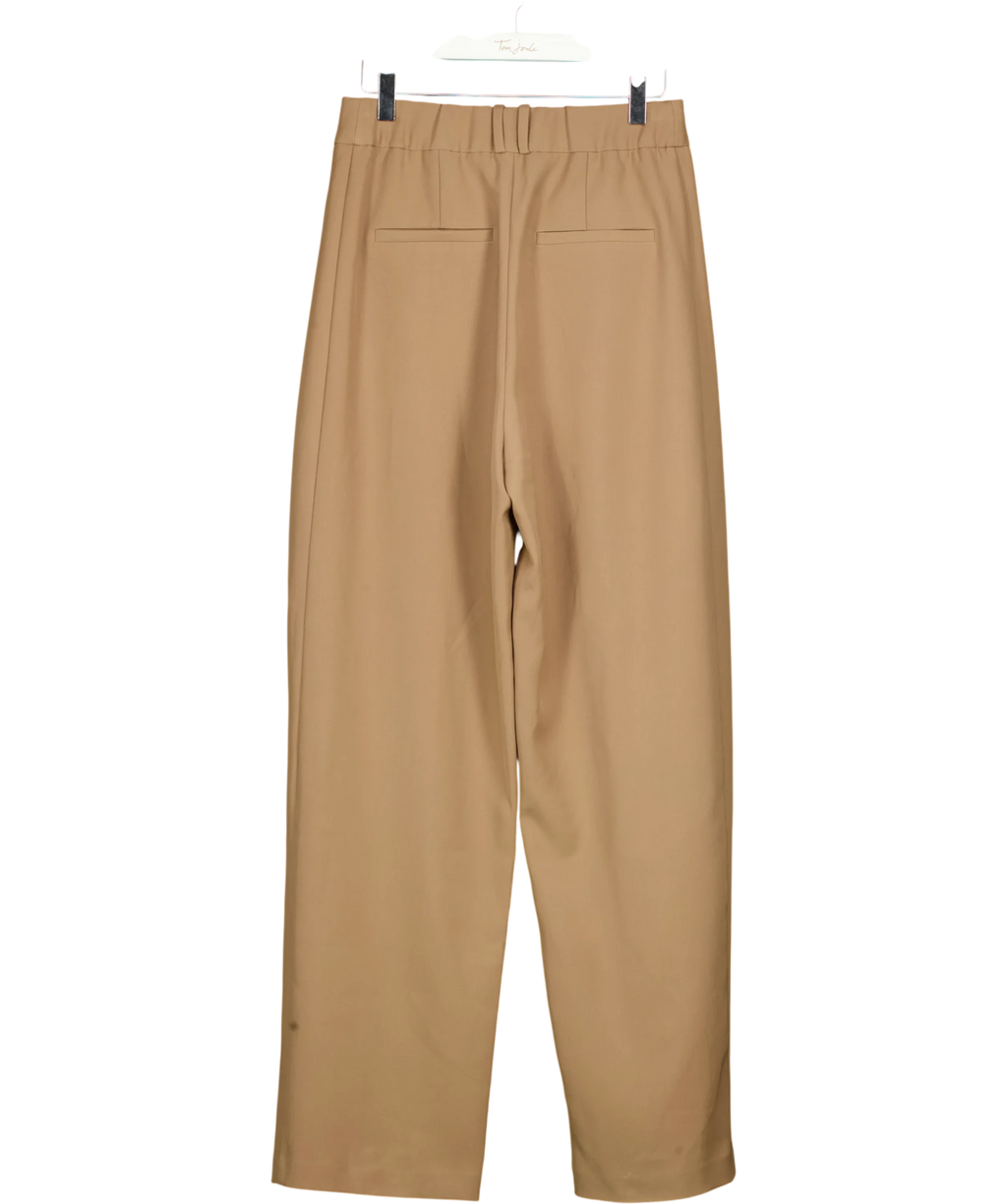 Re Ona camel Beige Pleated Wide Leg Tailored Trousers, size UK XS — back