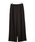 LILYSILK Black Silk-Wool Pleated Wide-Leg Trousers, size UK 6 — front