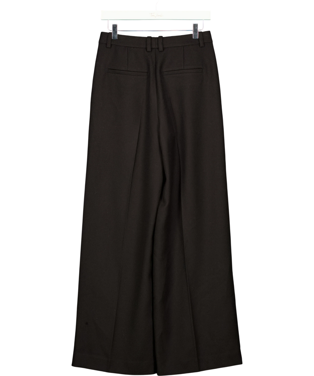 LILYSILK Black Silk-Wool Pleated Wide-Leg Trousers, size UK 6 — back