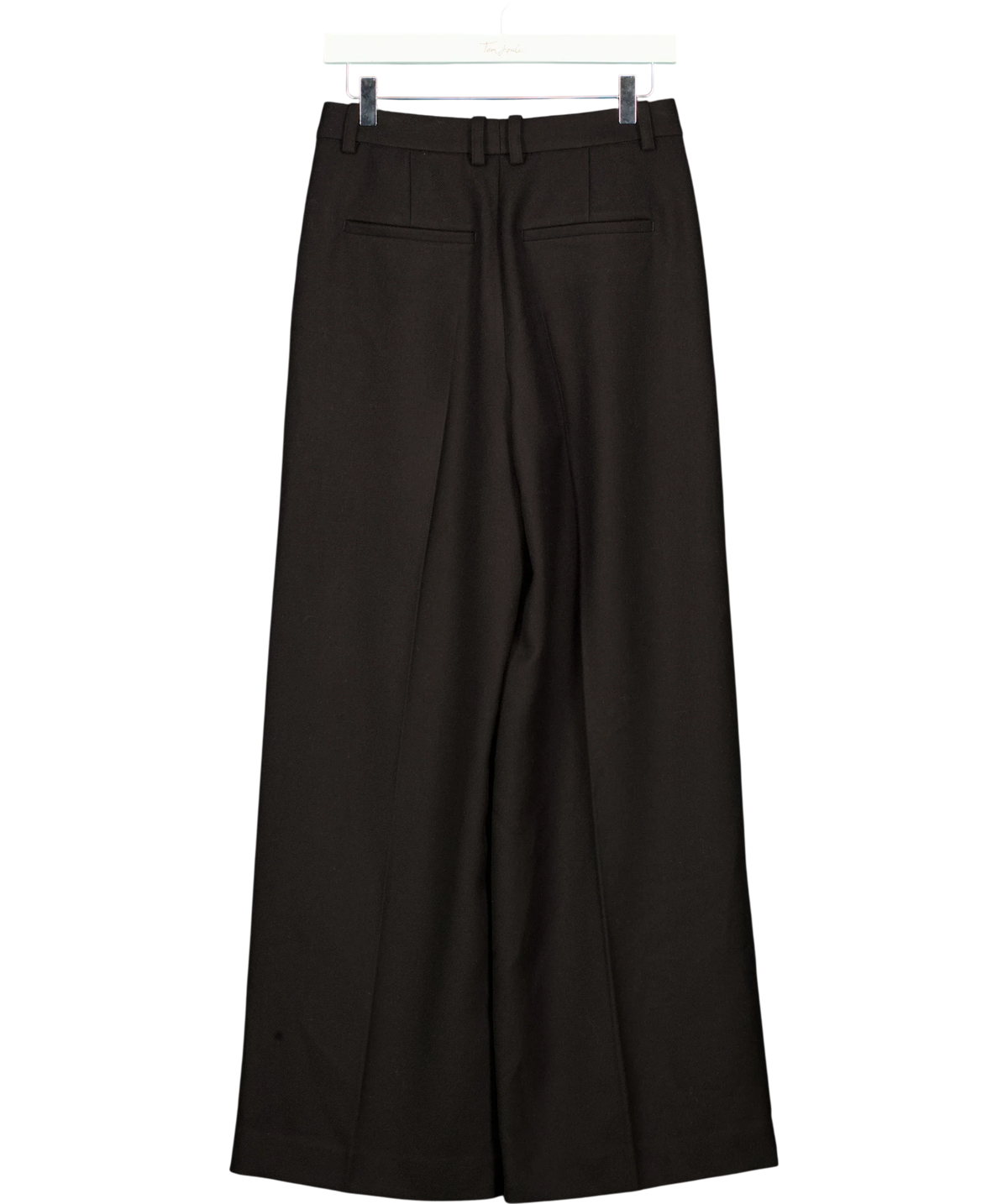 LILYSILK Black Silk-Wool Pleated Wide-Leg Trousers, size UK 6 — back