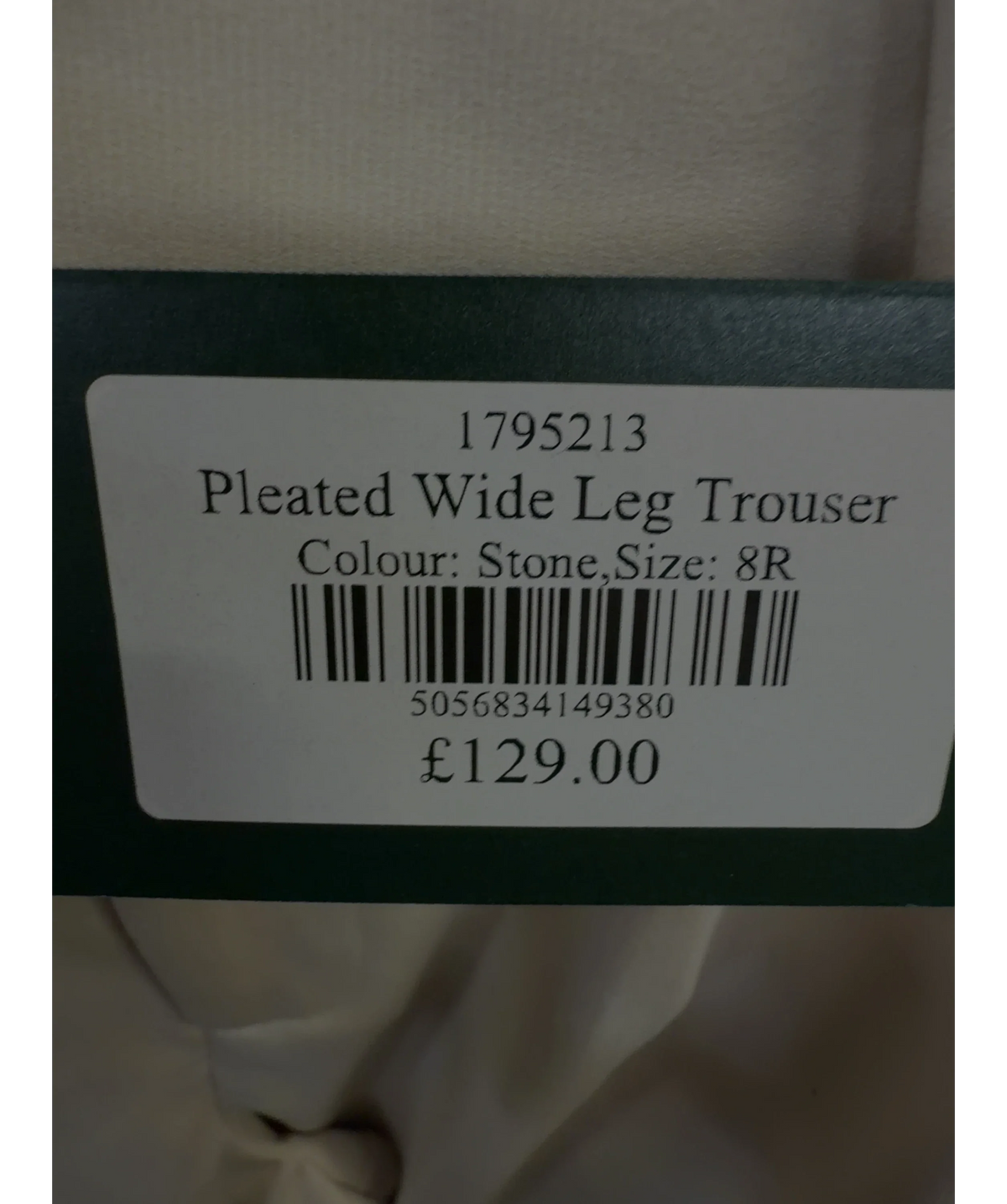 HOLLAND COOPER stone Pleated Wide Leg Trouser, size UK 8 — care label