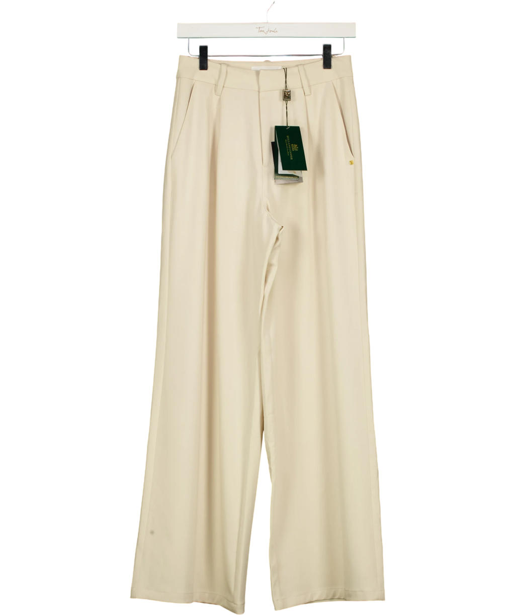 HOLLAND COOPER stone Pleated Wide Leg Trouser, size UK 8 — front