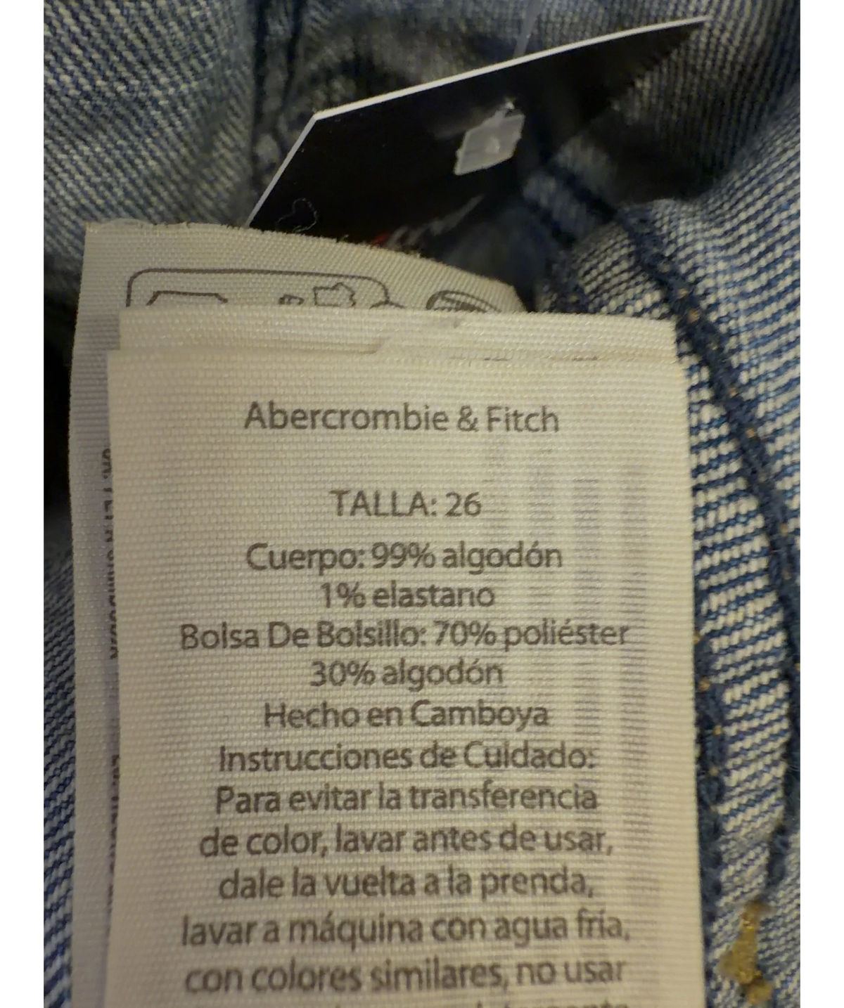 ABERCROMBIE & FITCH Blue Colour, size W26 — label