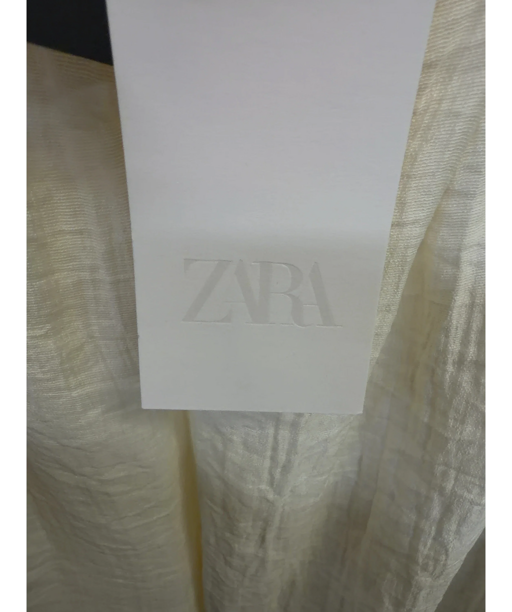 ZARA cream Wide-Leg Pleated Trousers, size UK XS — detail