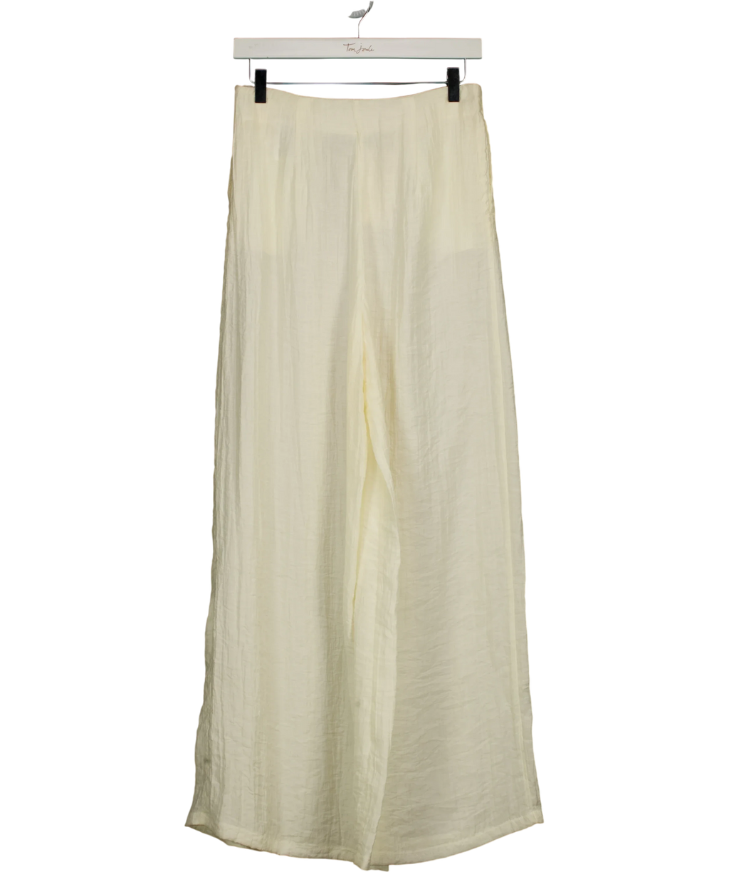 ZARA cream Wide-Leg Pleated Trousers, size UK XS — back