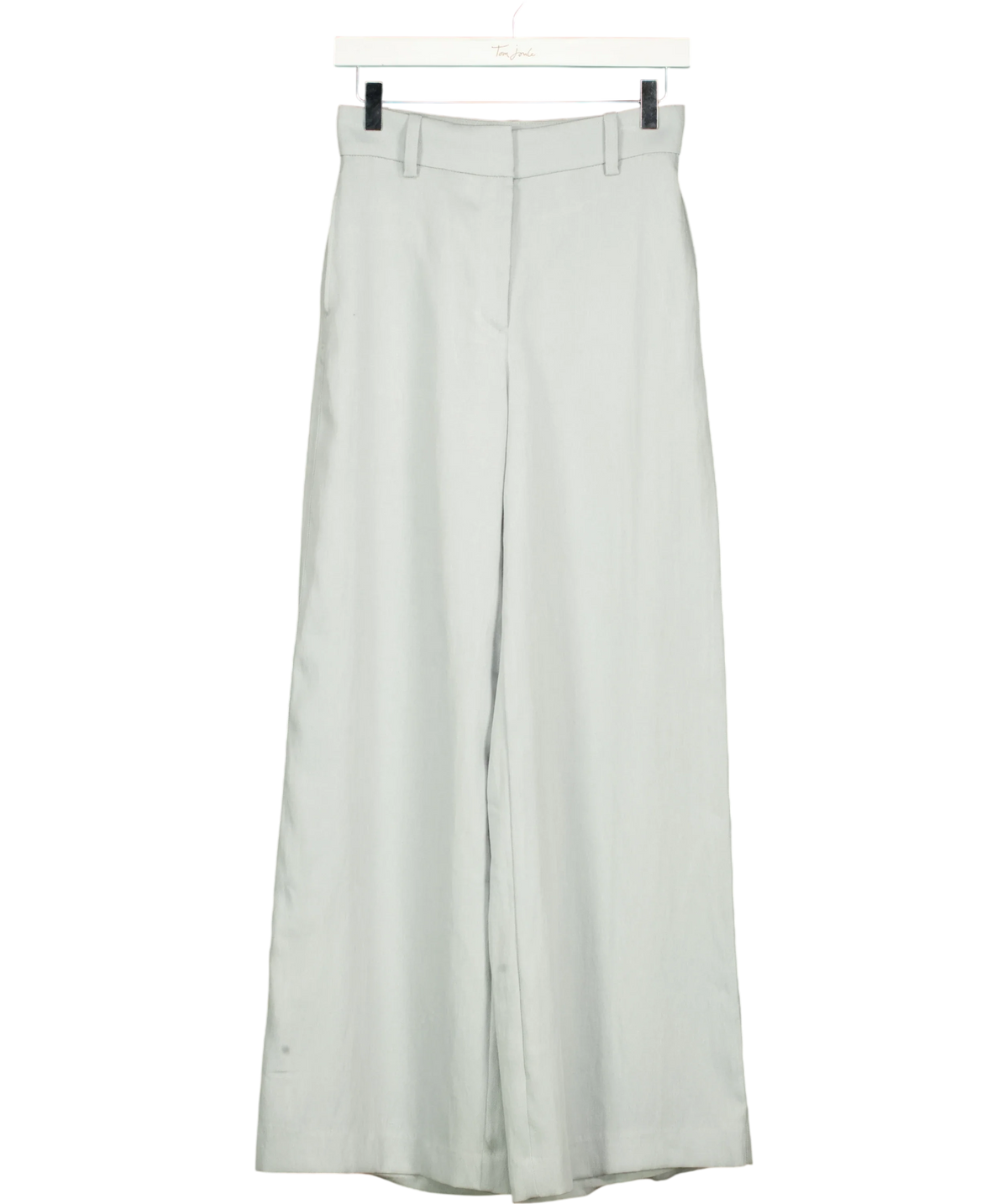 H&M Blue wide-leg linen blend trousers, size UK 6 — front