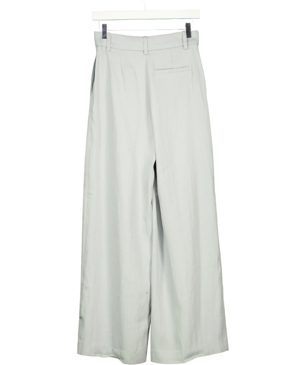 H&M Blue wide-leg linen blend trousers, size UK 6 — back
