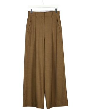 Lilysilk Brown Wool / Silk Blend Pleated Trousers UK 6