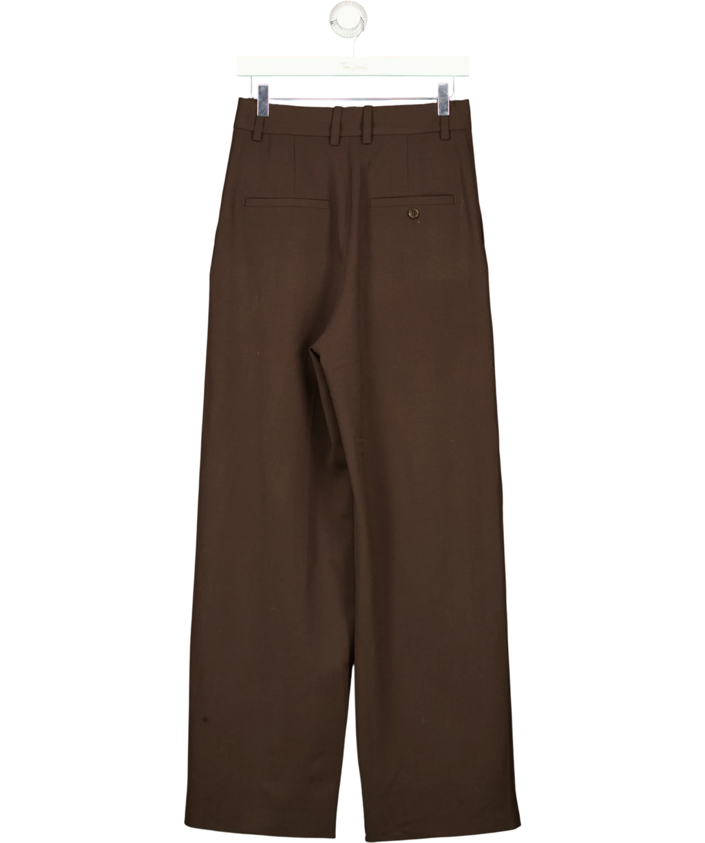 ARKET Brown Wide-Leg Tailored Trousers, size UK 8 — back