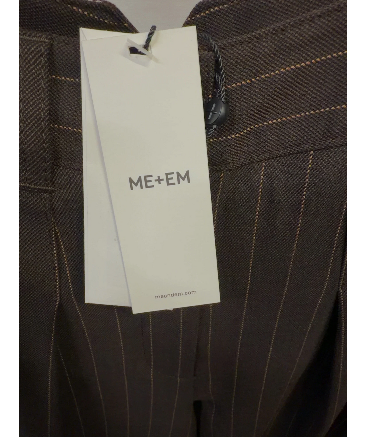 ME + EM Brown Pinstripe Wide Leg Trouser, size UK 6 — detail