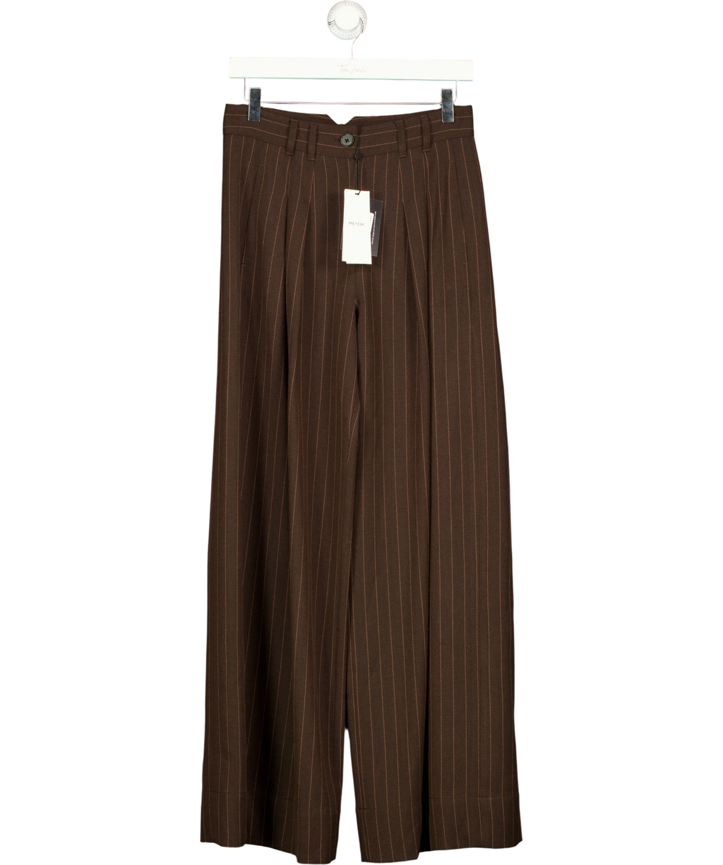 ME + EM Brown Pinstripe Wide Leg Trouser, size UK 6 — front