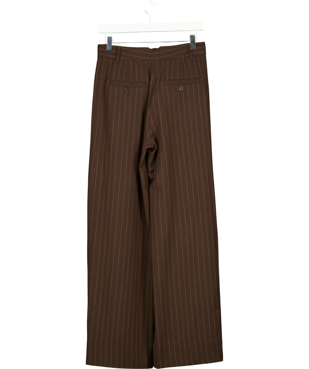 ME + EM Brown Pinstripe Wide Leg Trouser, size UK 6 — back